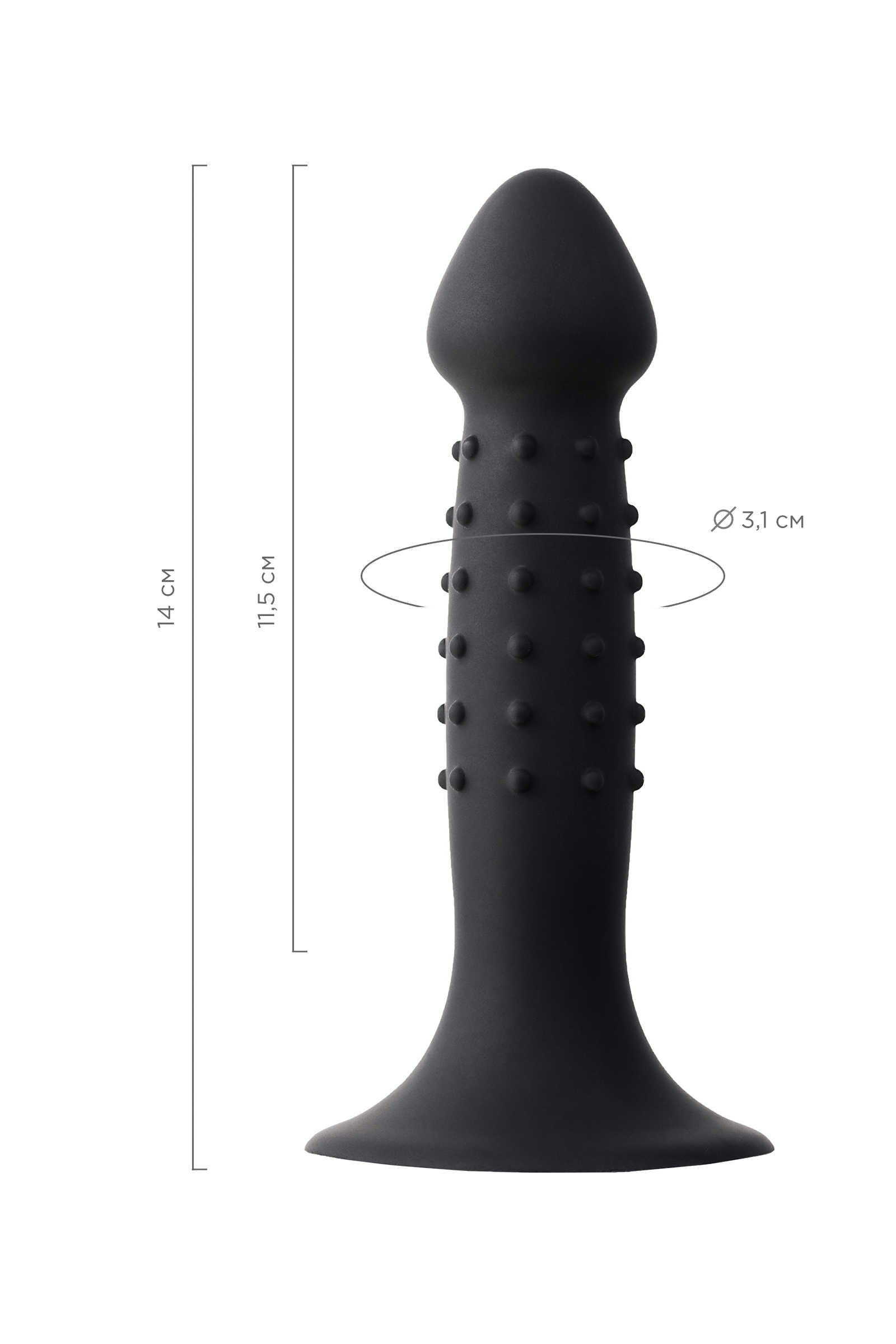 Анальный фаллоимитатор A-Toys Spikn, силикон, черный, 14 см. Фото N10