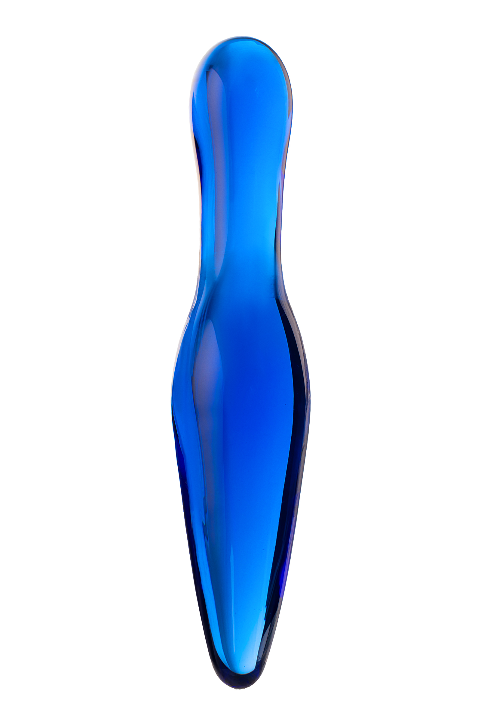 Двусторонний фаллоимитатор Sexus Glass, стекло, синий, 17,5 см. Фото N2
