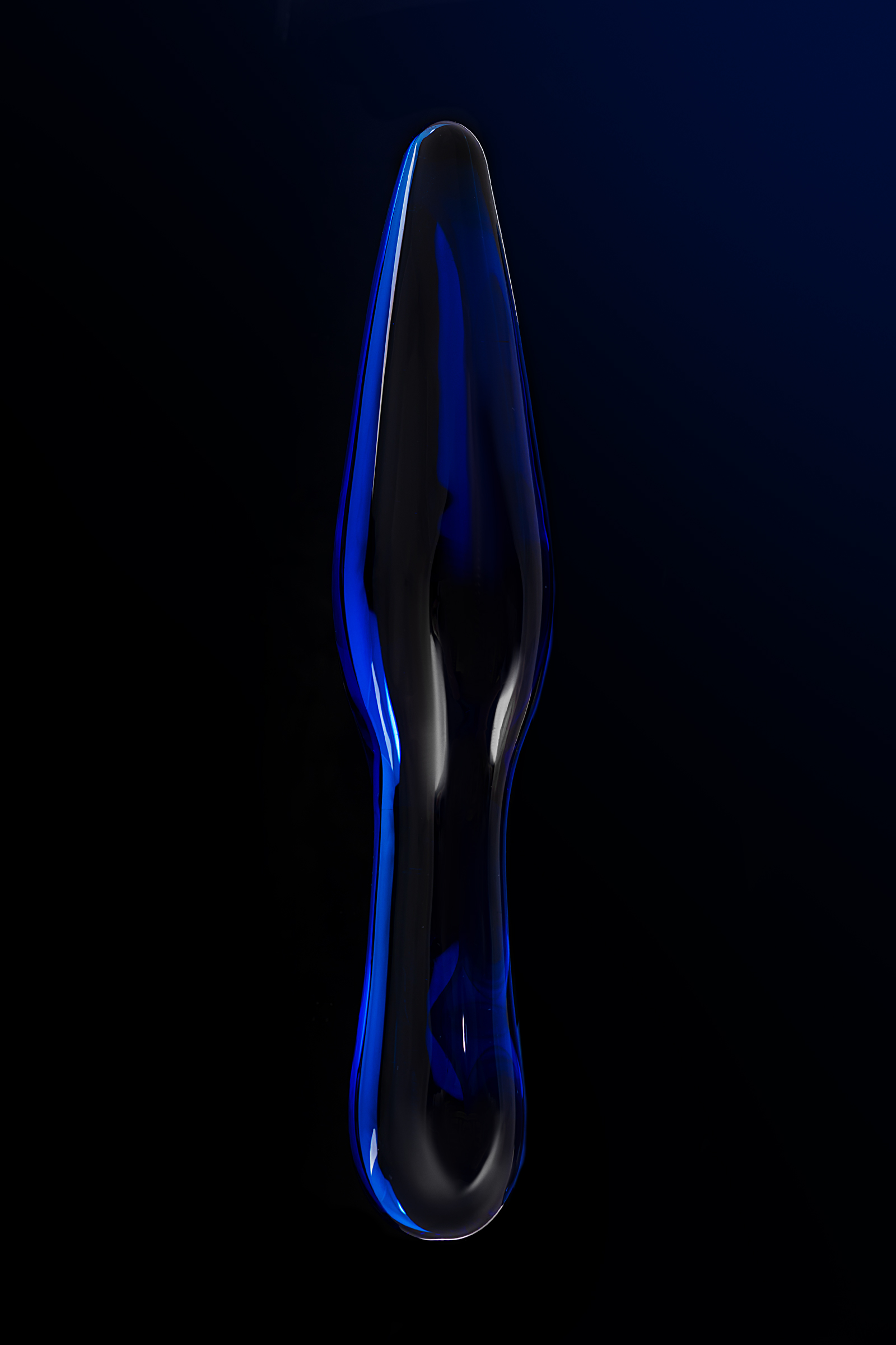 Двусторонний фаллоимитатор Sexus Glass, стекло, синий, 17,5 см. Фото N8