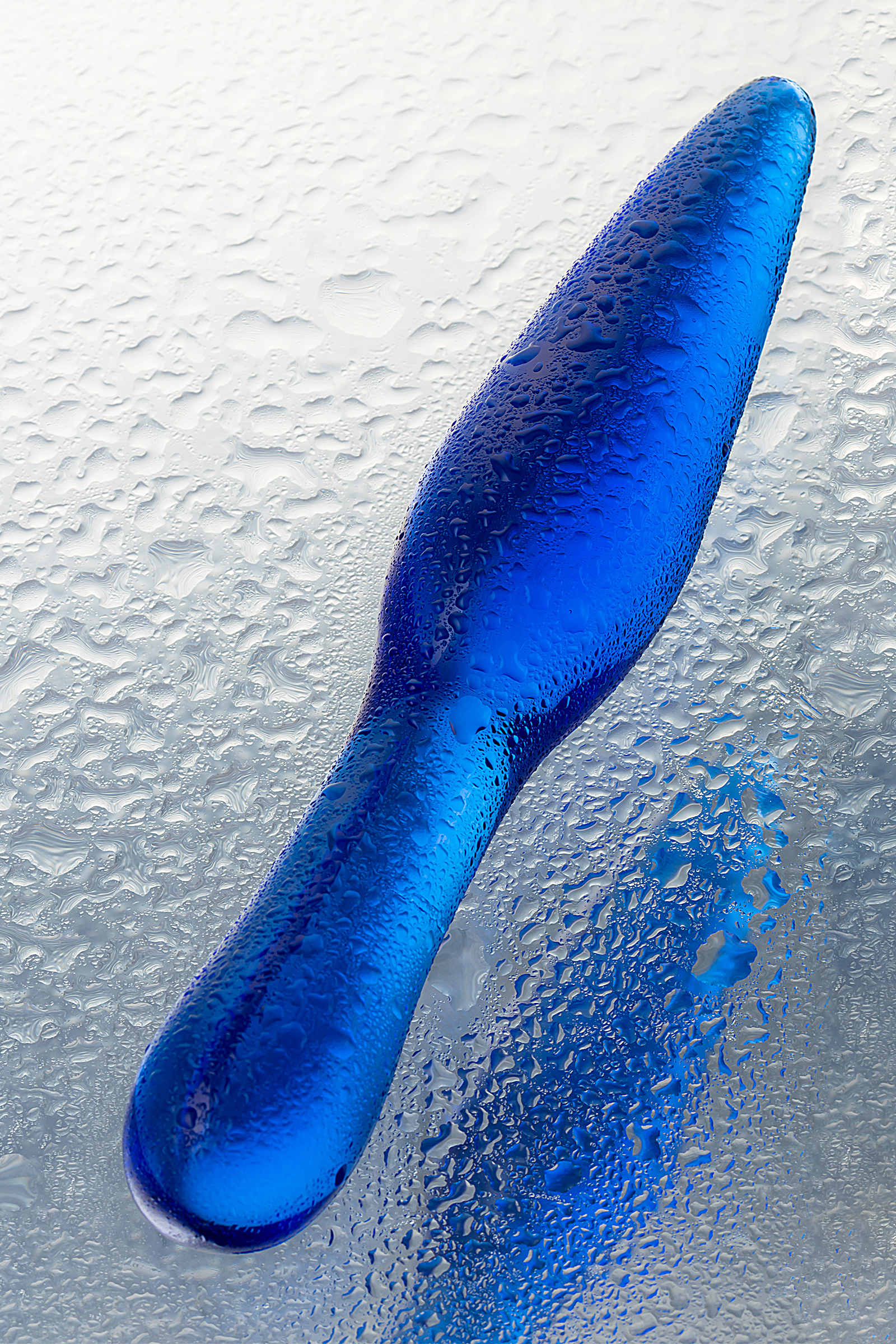 Двусторонний фаллоимитатор Sexus Glass, стекло, синий, 17,5 см. Фото N6