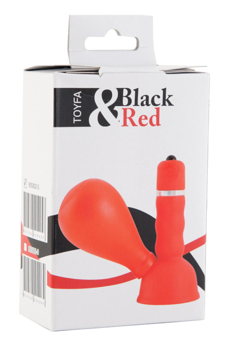 Вибромассажер для сосков Black & Red by TOYFA с грушей, ABS пластик, красный, 8,2 см. Фото N3