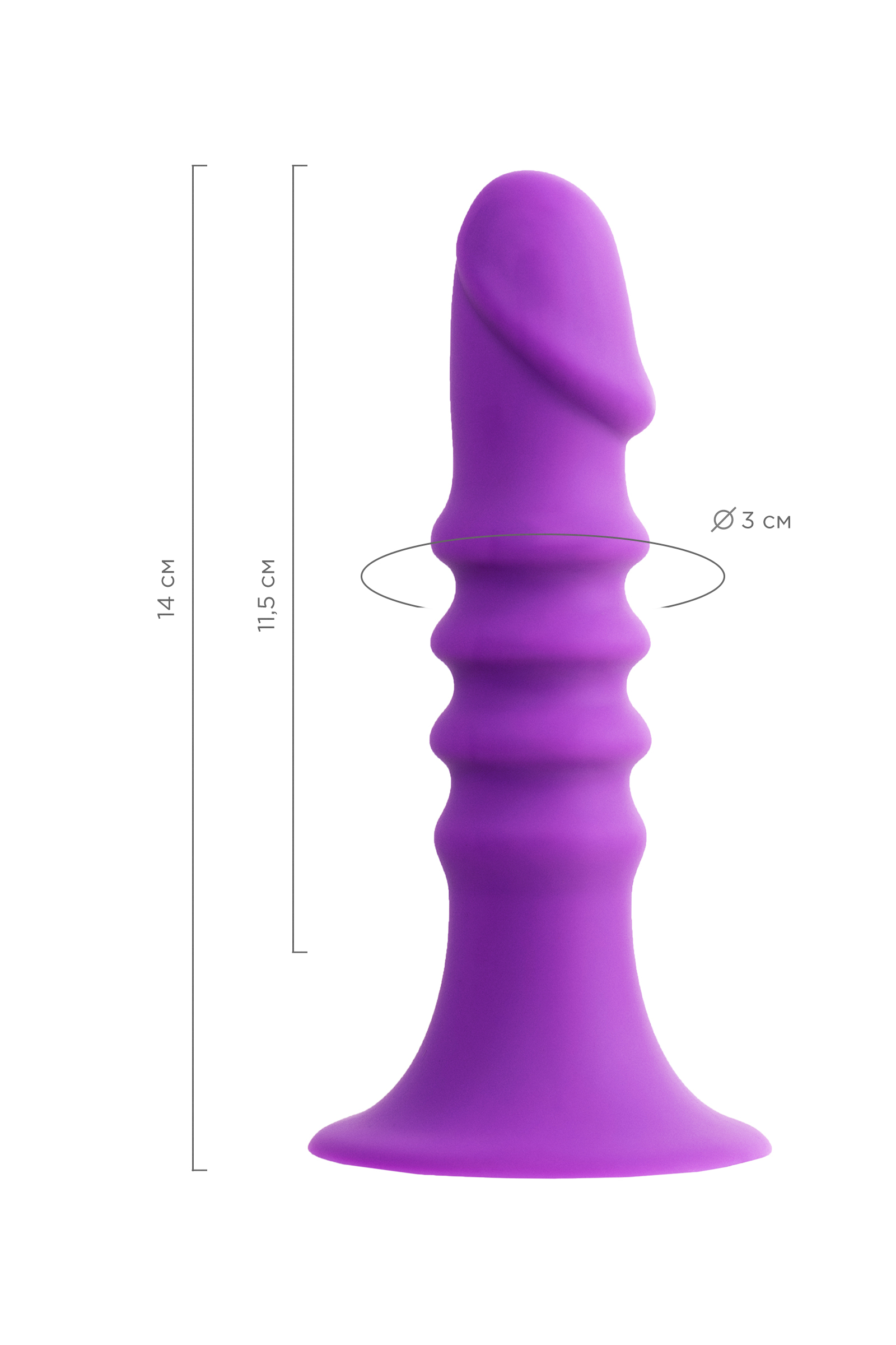 Анальный фаллоимитатор A-Toys Drilly, силикон, фиолетовый, 14 см. Фото N12