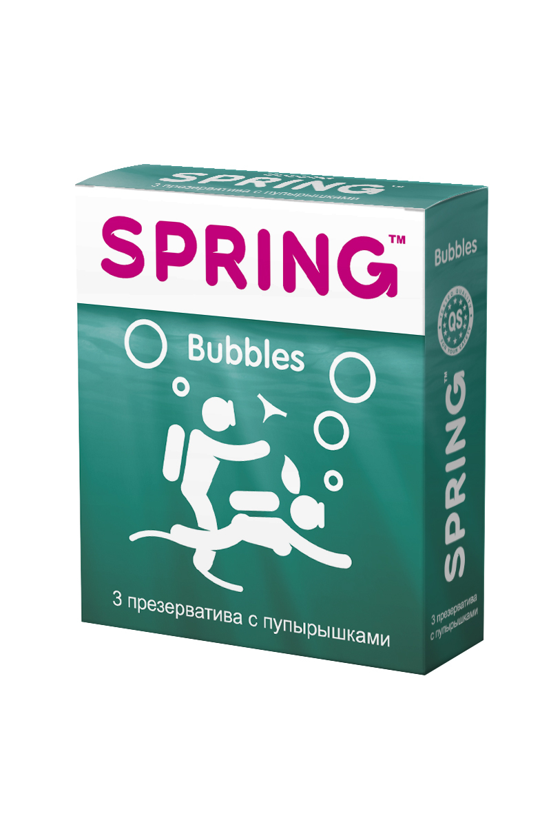 Презервативы Spring Bubbles, с точечной поверхностью, латекс, 17,5 см, 3 шт фото 1. Фото N2