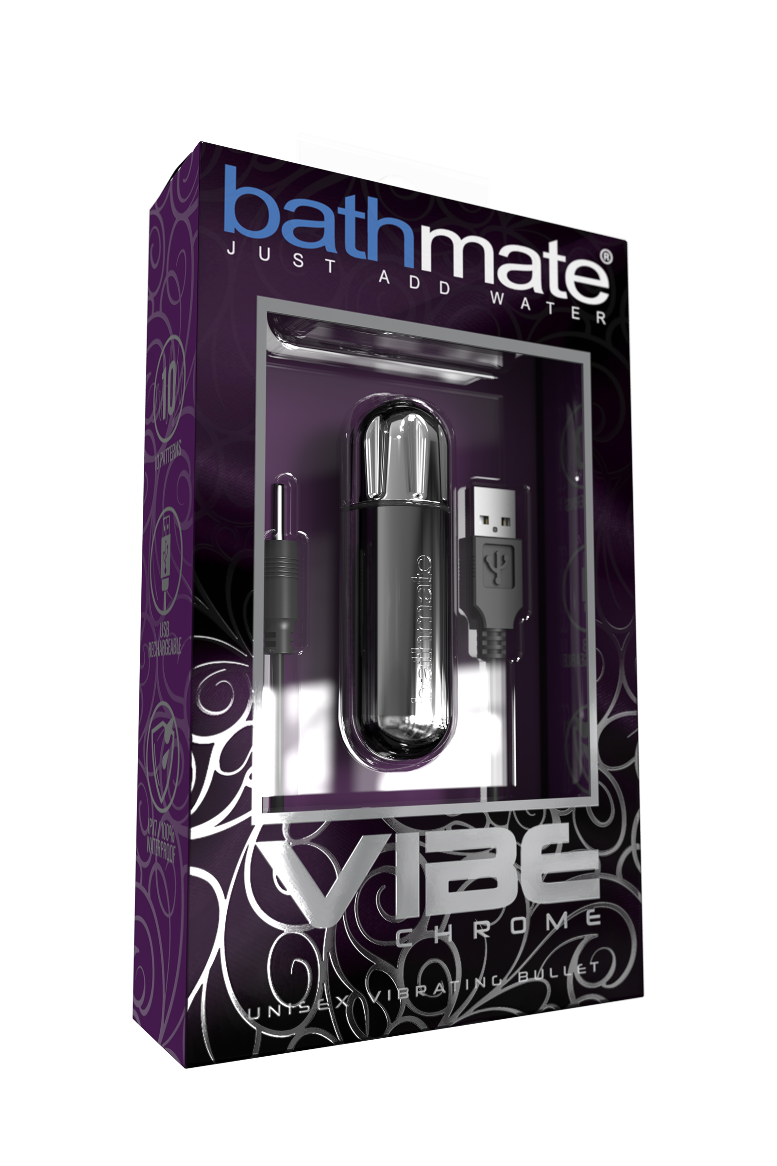 Вибропуля Bathmate Vibe Bullet Chrome, пластик, серебряная. Фото N4
