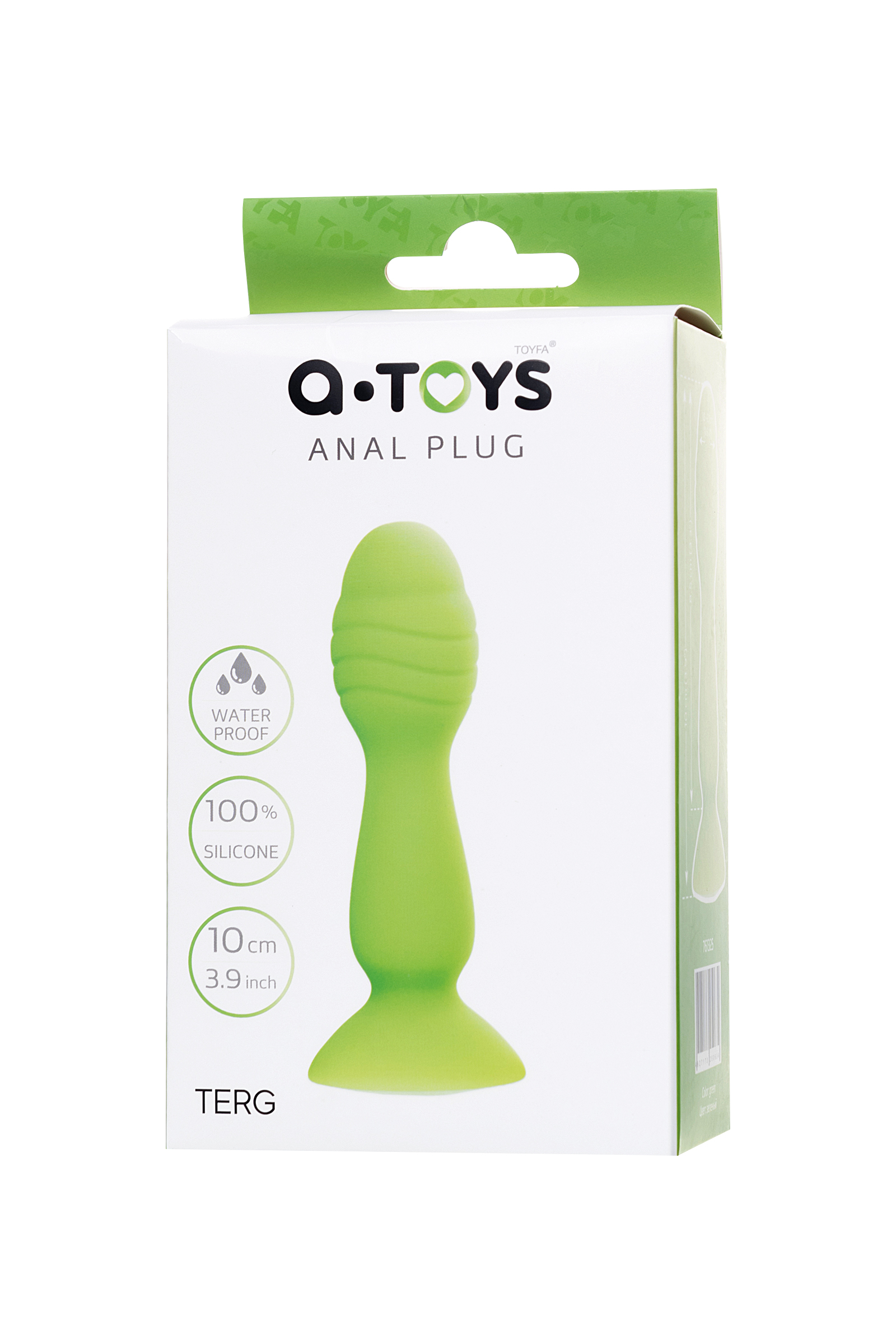 Анальная втулка A-Toys by TOYFA Terg, силикон, зеленый, 10 см. Фото N6