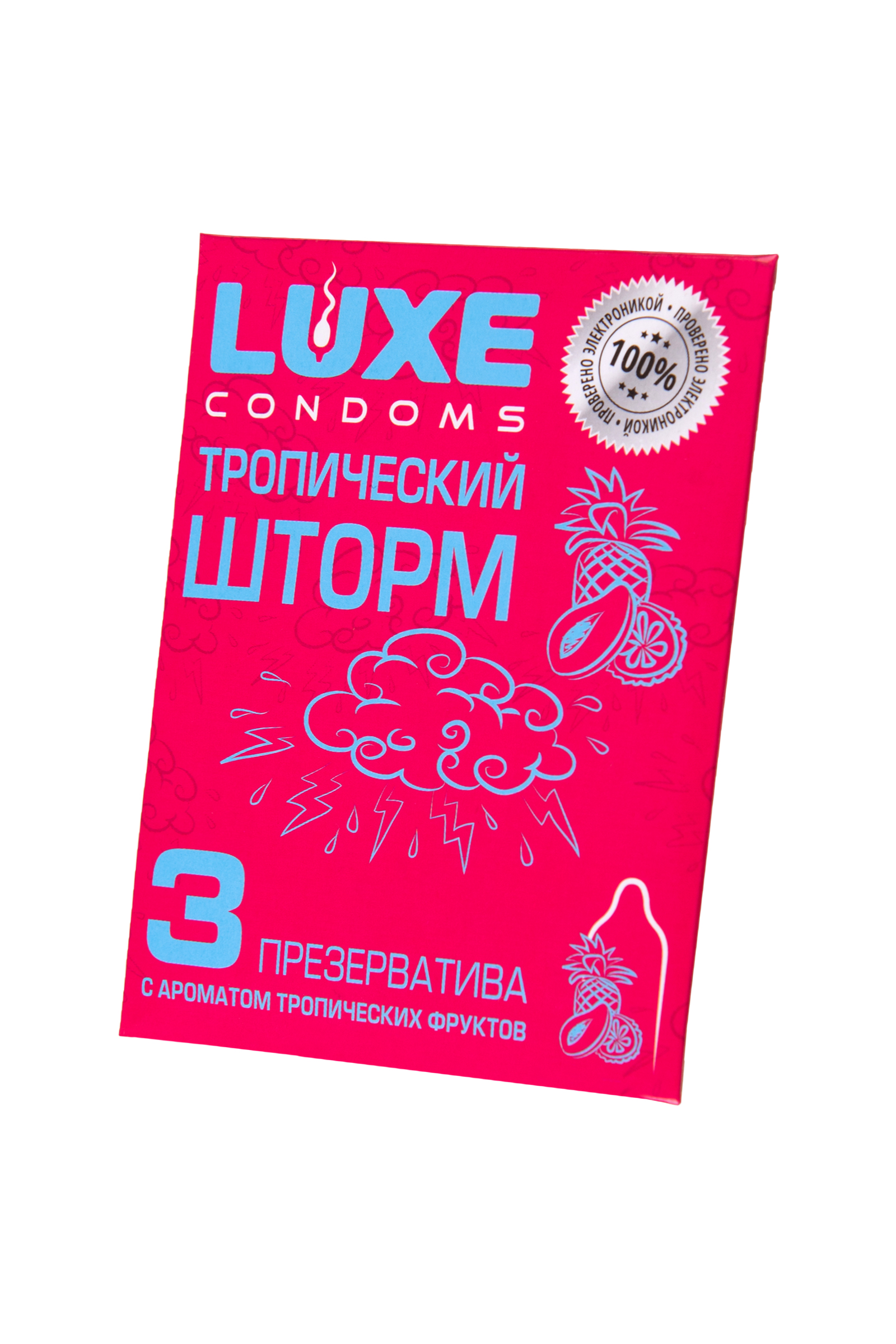 Презервативы Luxe, конверт «Тропический шторм», латекс, тропические фрукты, 18 см, 5,2 см, 3 шт. фото 1. Фото N2