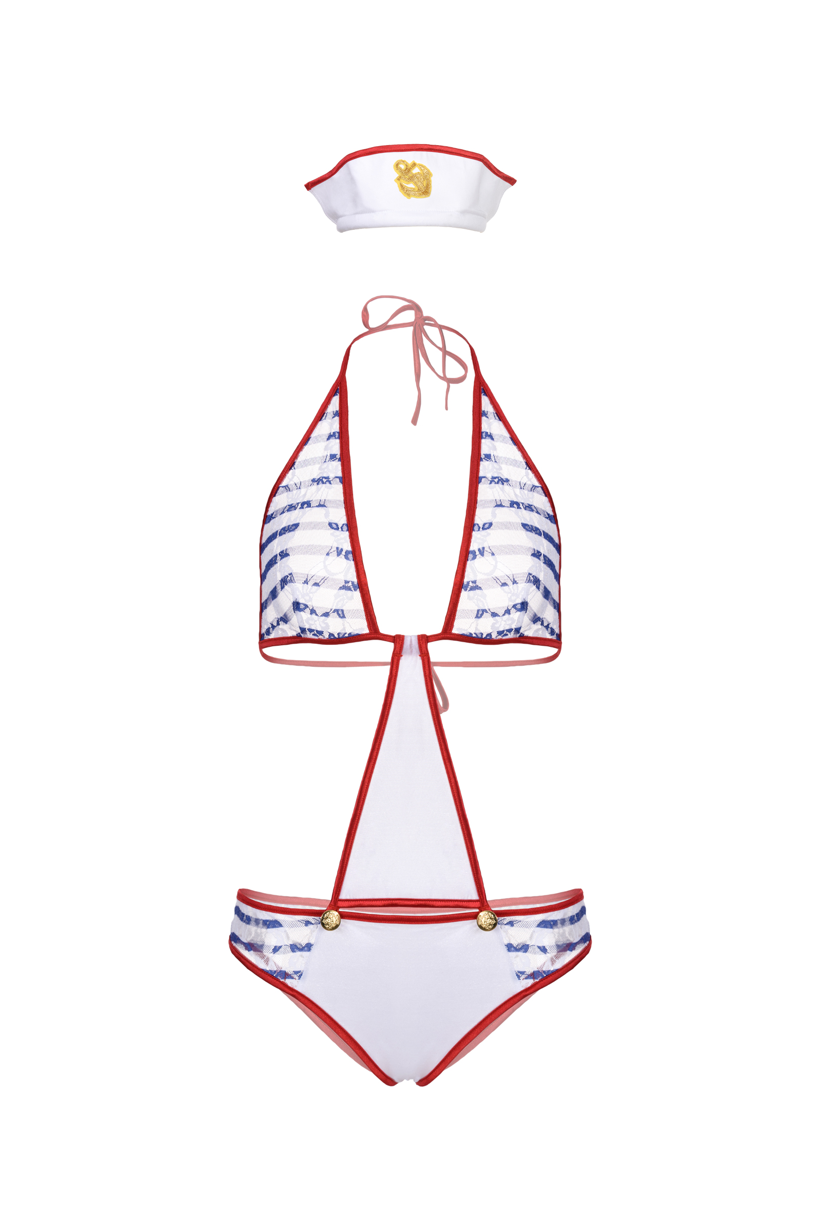 Костюм морячки Candy Girl (боди, головной убор), белый, OS. Фото N10