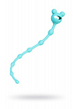Анальная цепочка Штучки-Дрючки, силикон, голубой, 28 см